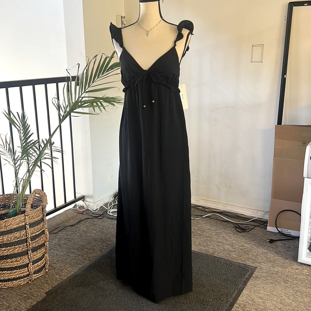 Kingston Grey black ruffle day, maxi dress size XS. NWT